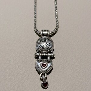 Brighton Love is a Heart Beat Silver and Red Heart Necklace